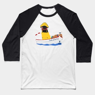 Preppy Black Lab Lobsterman Aboard The Catch of the Day Baseball T-Shirt